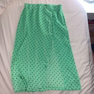 Green Zara Polka Dot Midi Skirt!